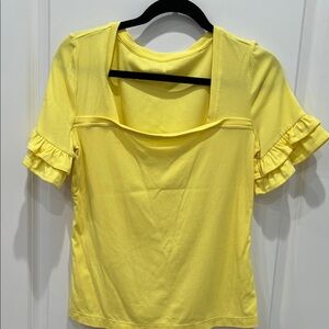 Lilly Pulitzer Sunny Yellow Ruffle Sleeve Short Sleeve Top